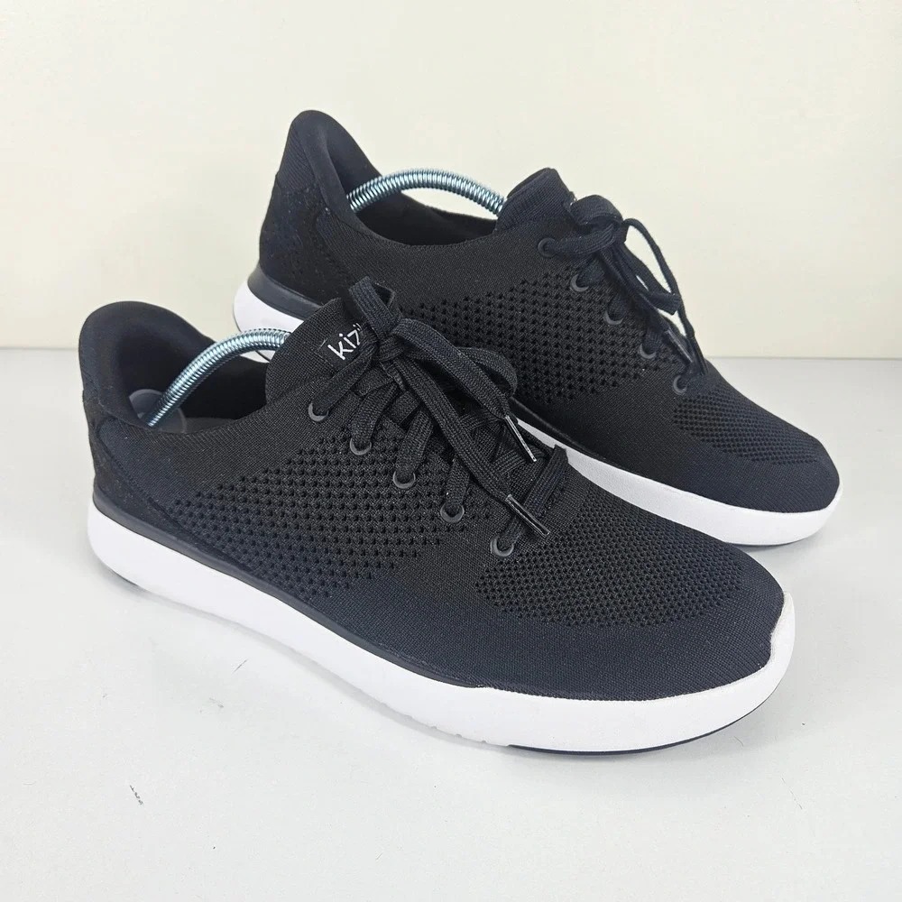 Kizik Lima Hands-Free Mens 11 W 12.5 Sneakers Black White Mesh Athletic Shoes